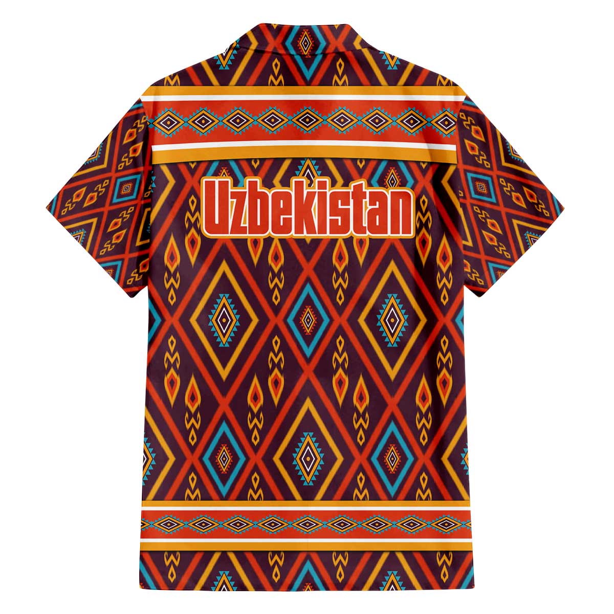 Uzbekistan Family Matching Off The Shoulder Long Sleeve Dress and Hawaiian Shirt with Traditional Geometric Motif Design - Wonder Print Shop