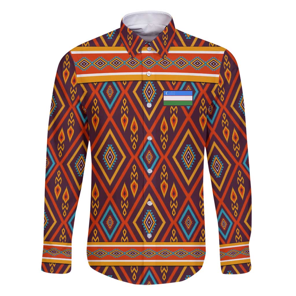 Uzbekistan Family Matching Puletasi and Hawaiian Shirt with Traditional Geometric Motif Design - Wonder Print Shop