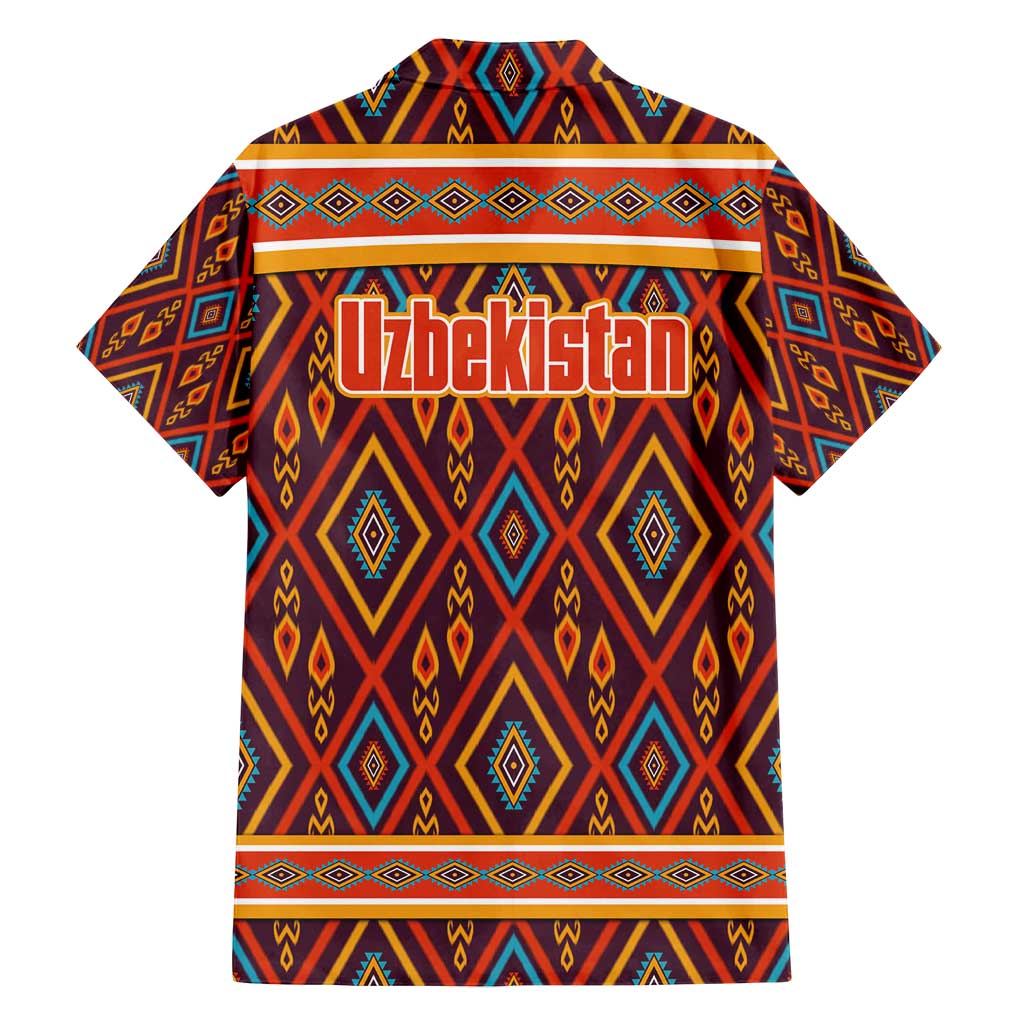 Uzbekistan Family Matching Summer Maxi Dress and Hawaiian Shirt with Traditional Geometric Motif Design - Wonder Print Shop