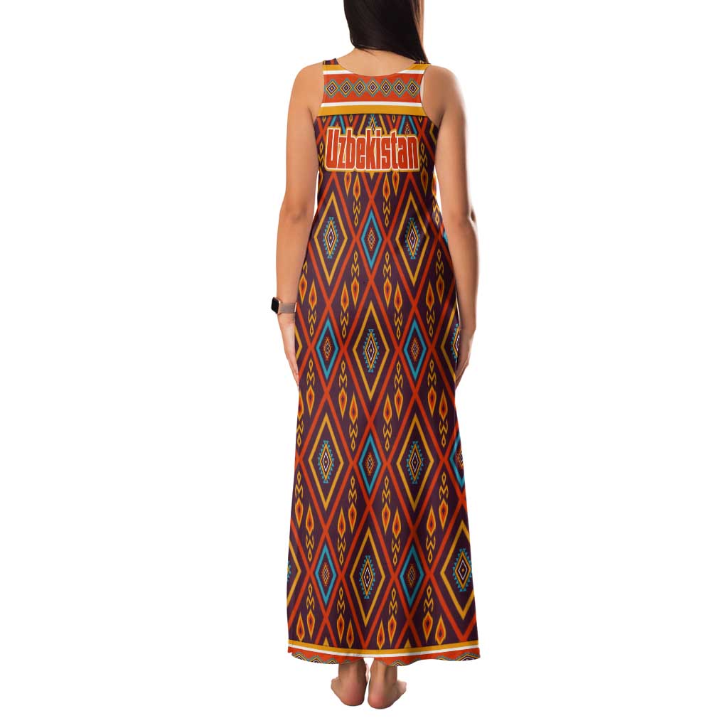 Uzbekistan Family Matching Tank Maxi Dress and Hawaiian Shirt with Traditional Geometric Motif Design - Wonder Print Shop