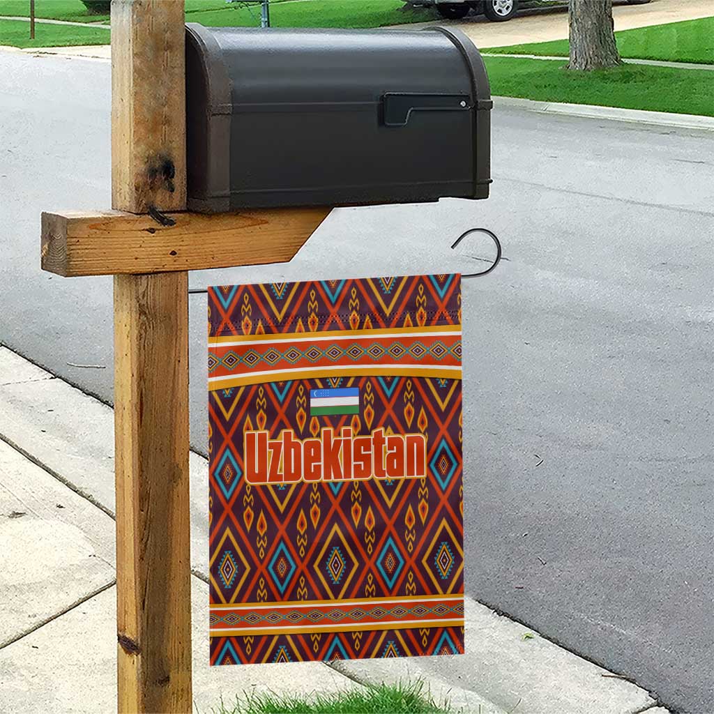 Uzbekistan Garden Flag with Traditional Geometric Motif Design - Wonder Print Shop