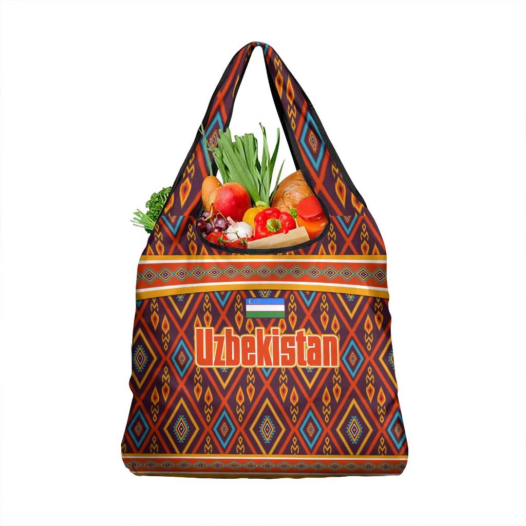 Uzbekistan Grocery Bag with Traditional Geometric Motif Design - Wonder Print Shop