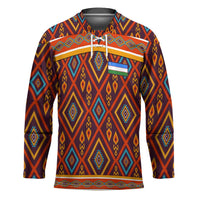 Uzbekistan Hockey Jersey with Traditional Geometric Motif Design - Wonder Print Shop