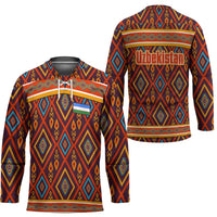 Uzbekistan Hockey Jersey with Traditional Geometric Motif Design - Wonder Print Shop