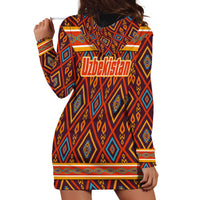 Uzbekistan Hoodie Dress with Traditional Geometric Motif Design - Wonder Print Shop