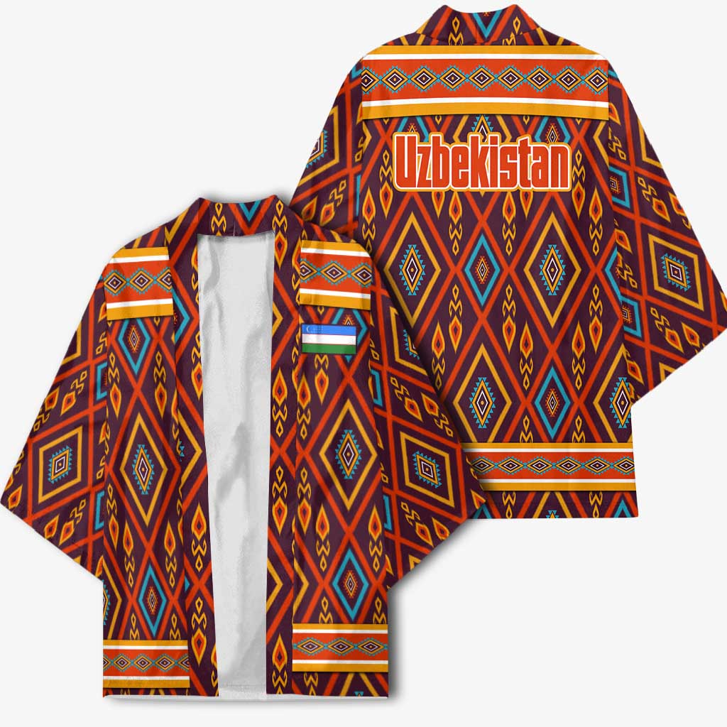 Uzbekistan Kimono with Traditional Geometric Motif Design - Wonder Print Shop