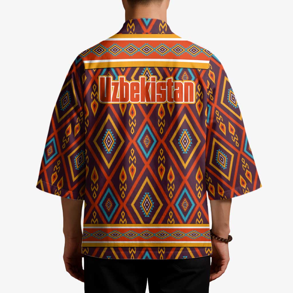 Uzbekistan Kimono with Traditional Geometric Motif Design - Wonder Print Shop