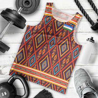 Uzbekistan Men Tank Top with Traditional Geometric Motif Design - Wonder Print Shop