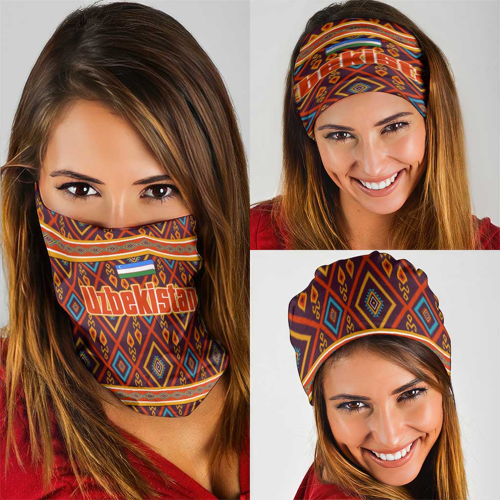Uzbekistan Neck Gaiter with Traditional Geometric Motif Design TS04