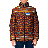 Uzbekistan Padded Jacket with Traditional Geometric Motif Design - Wonder Print Shop