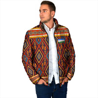 Uzbekistan Padded Jacket with Traditional Geometric Motif Design - Wonder Print Shop