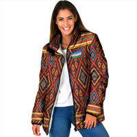 Uzbekistan Padded Jacket with Traditional Geometric Motif Design - Wonder Print Shop