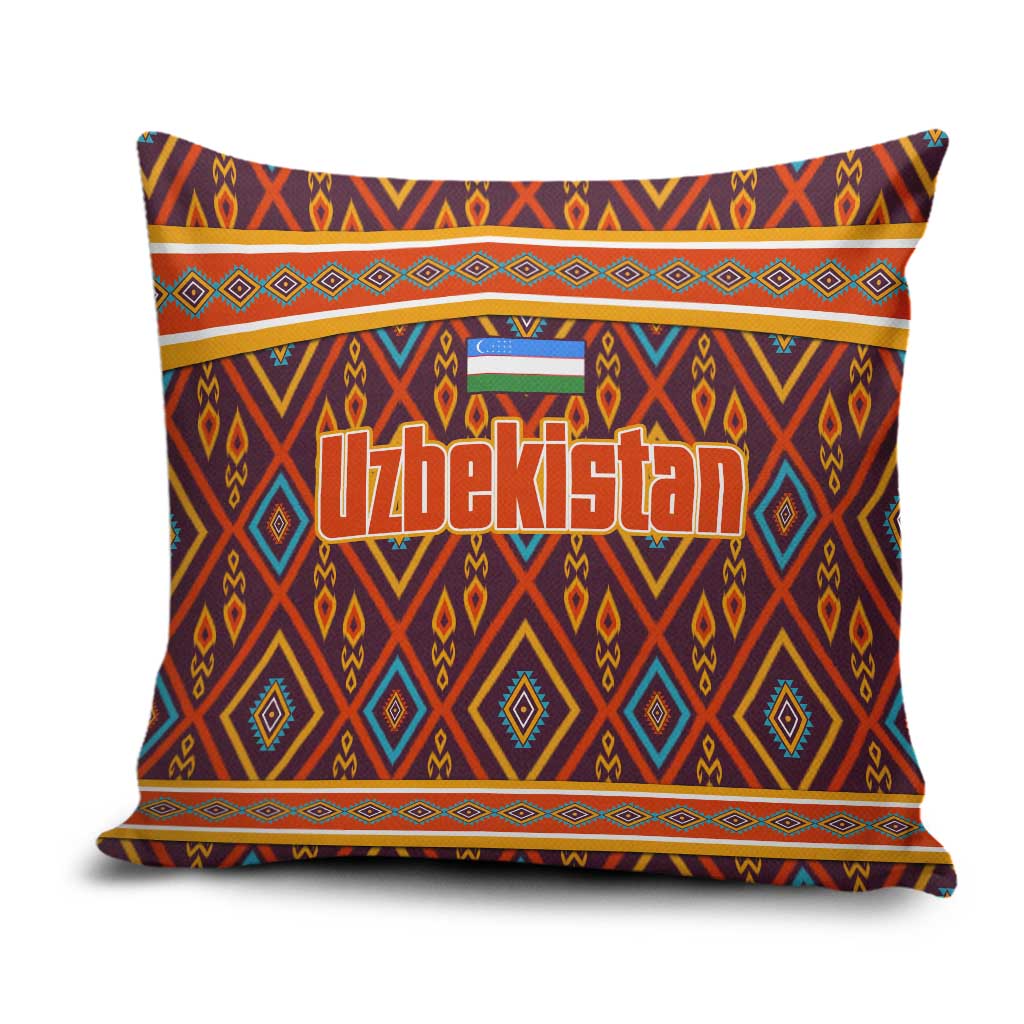 Uzbekistan Pillow Cover with Traditional Geometric Motif Design - Wonder Print Shop