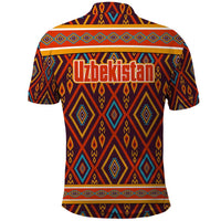 Uzbekistan Polo Shirt with Traditional Geometric Motif Design - Wonder Print Shop