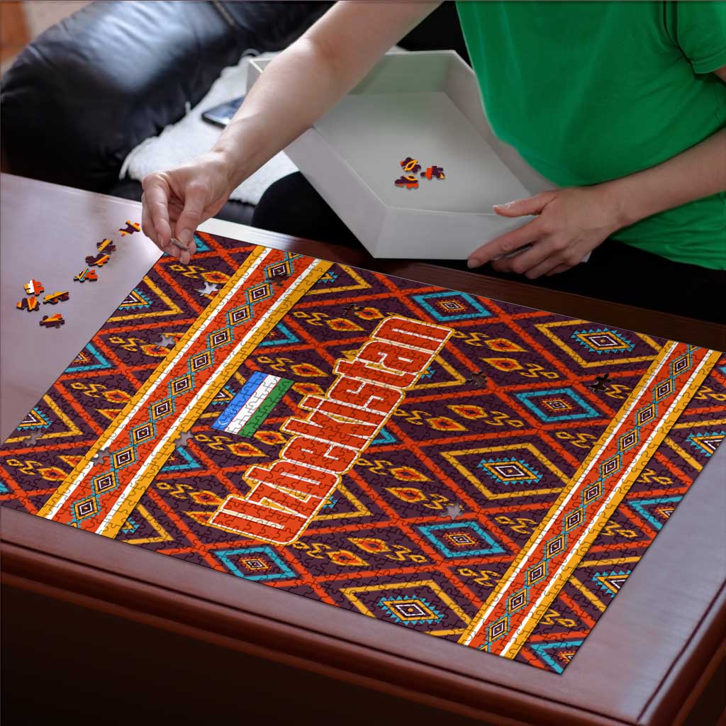 Uzbekistan Puzzle with Traditional Geometric Motif Design - Wonder Print Shop