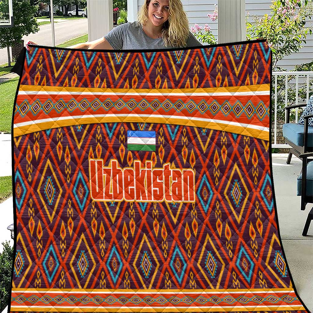 Uzbekistan Quilt with Traditional Geometric Motif Design - Wonder Print Shop