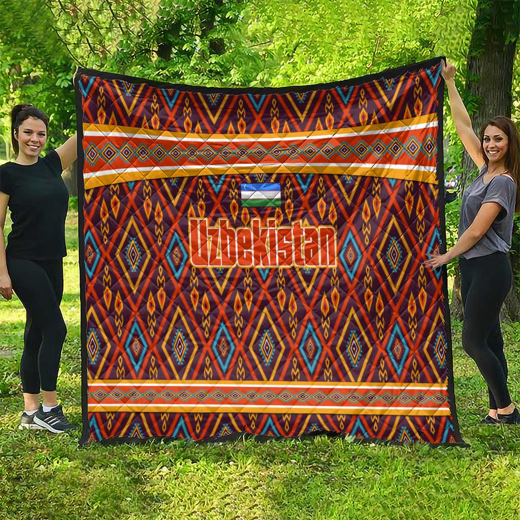 Uzbekistan Quilt with Traditional Geometric Motif Design - Wonder Print Shop