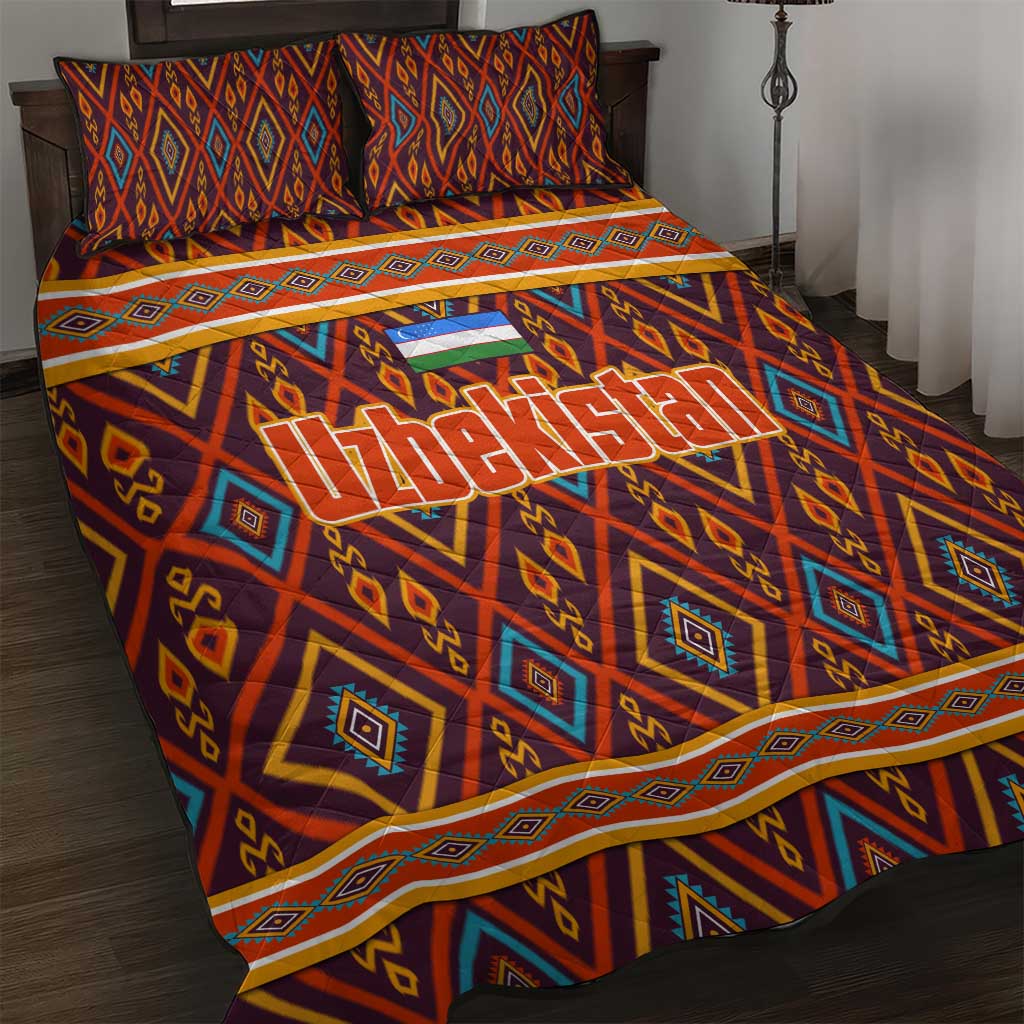 Uzbekistan Quilt Bed Set with Traditional Geometric Motif Design - Wonder Print Shop