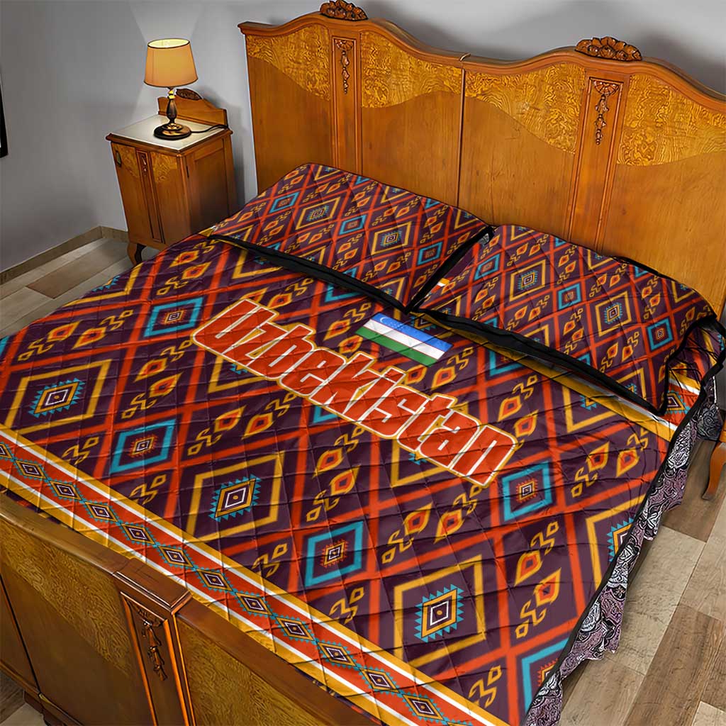 Uzbekistan Quilt Bed Set with Traditional Geometric Motif Design - Wonder Print Shop
