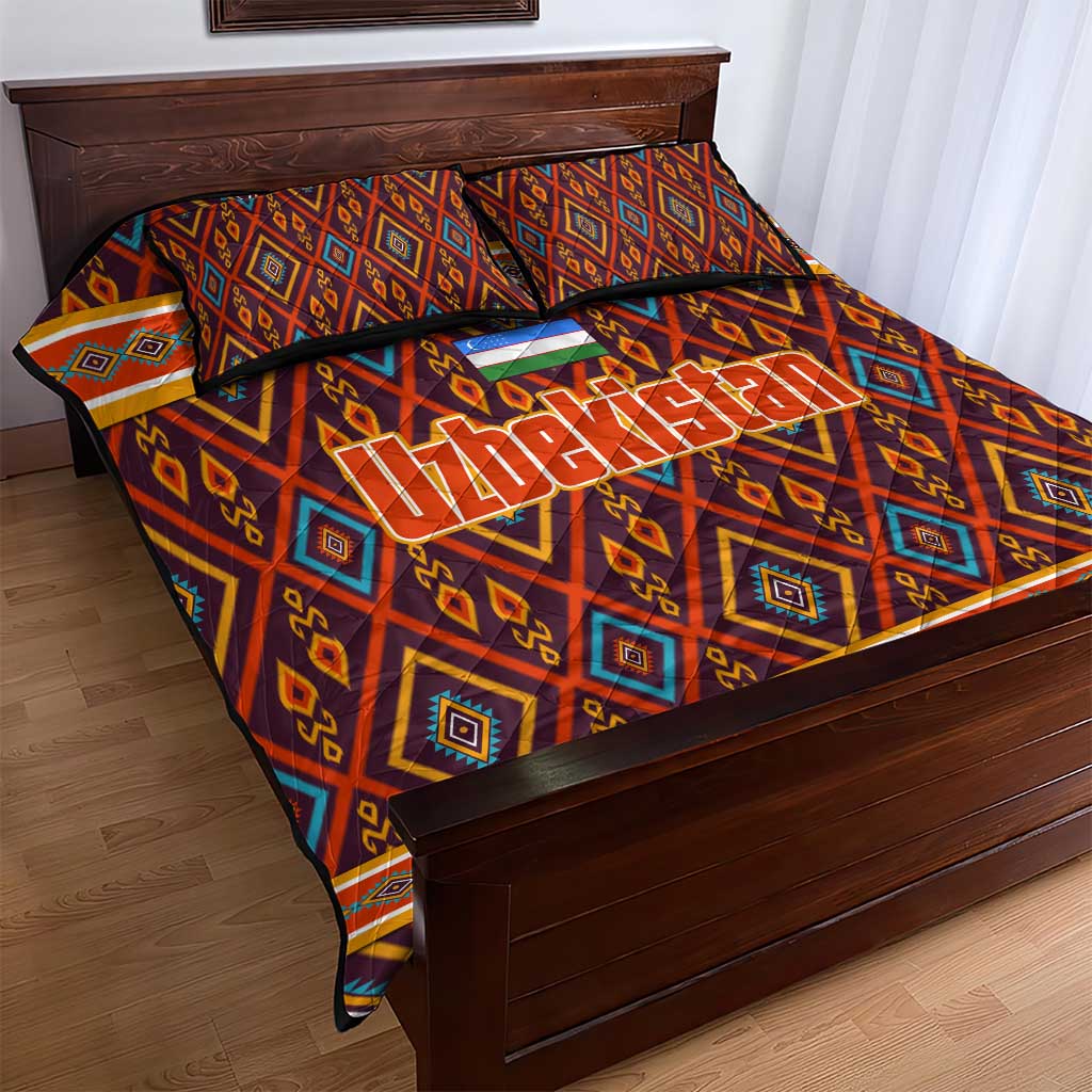 Uzbekistan Quilt Bed Set with Traditional Geometric Motif Design - Wonder Print Shop