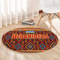 Uzbekistan Round Carpet with Traditional Geometric Motif Design - Wonder Print Shop