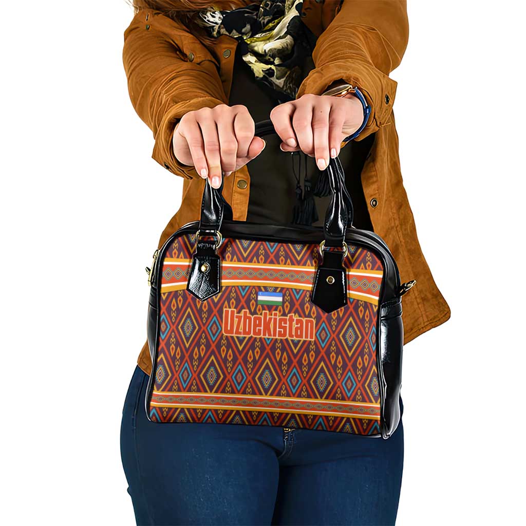 Uzbekistan Shoulder Handbag with Traditional Geometric Motif Design - Wonder Print Shop