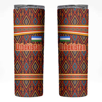 Uzbekistan Skinny Tumbler with Traditional Geometric Motif Design - Wonder Print Shop