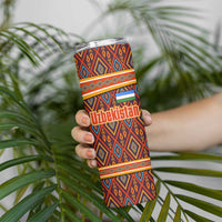 Uzbekistan Skinny Tumbler with Traditional Geometric Motif Design - Wonder Print Shop