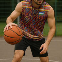 Uzbekistan Sleeveless Hoodie with Traditional Geometric Motif Design - Wonder Print Shop