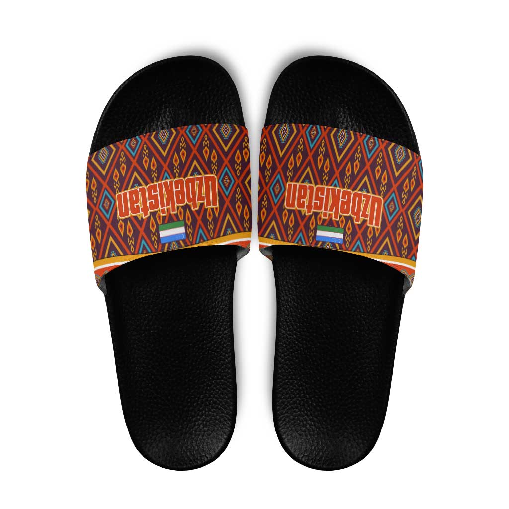 Uzbekistan Slide Sandals with Traditional Geometric Motif Design - Wonder Print Shop