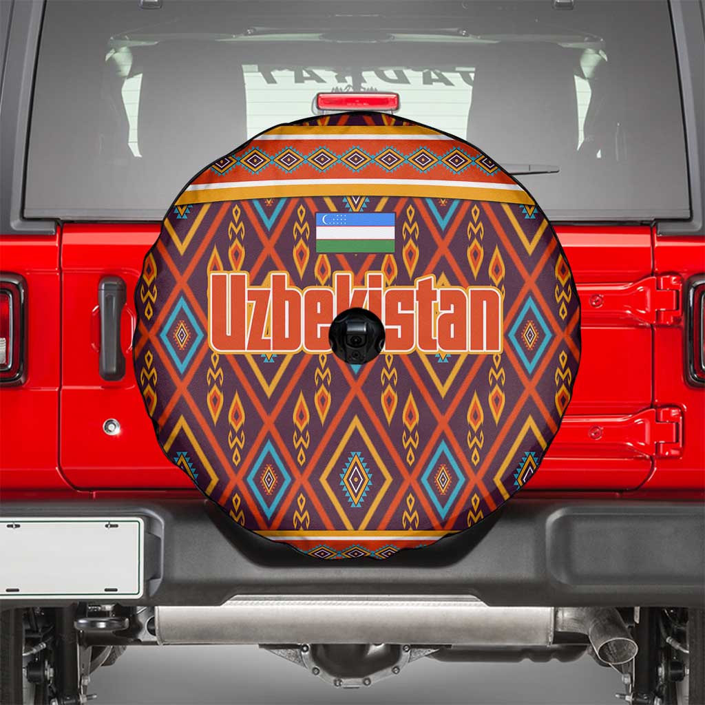 Uzbekistan Spare Tire Cover with Traditional Geometric Motif Design - Wonder Print Shop