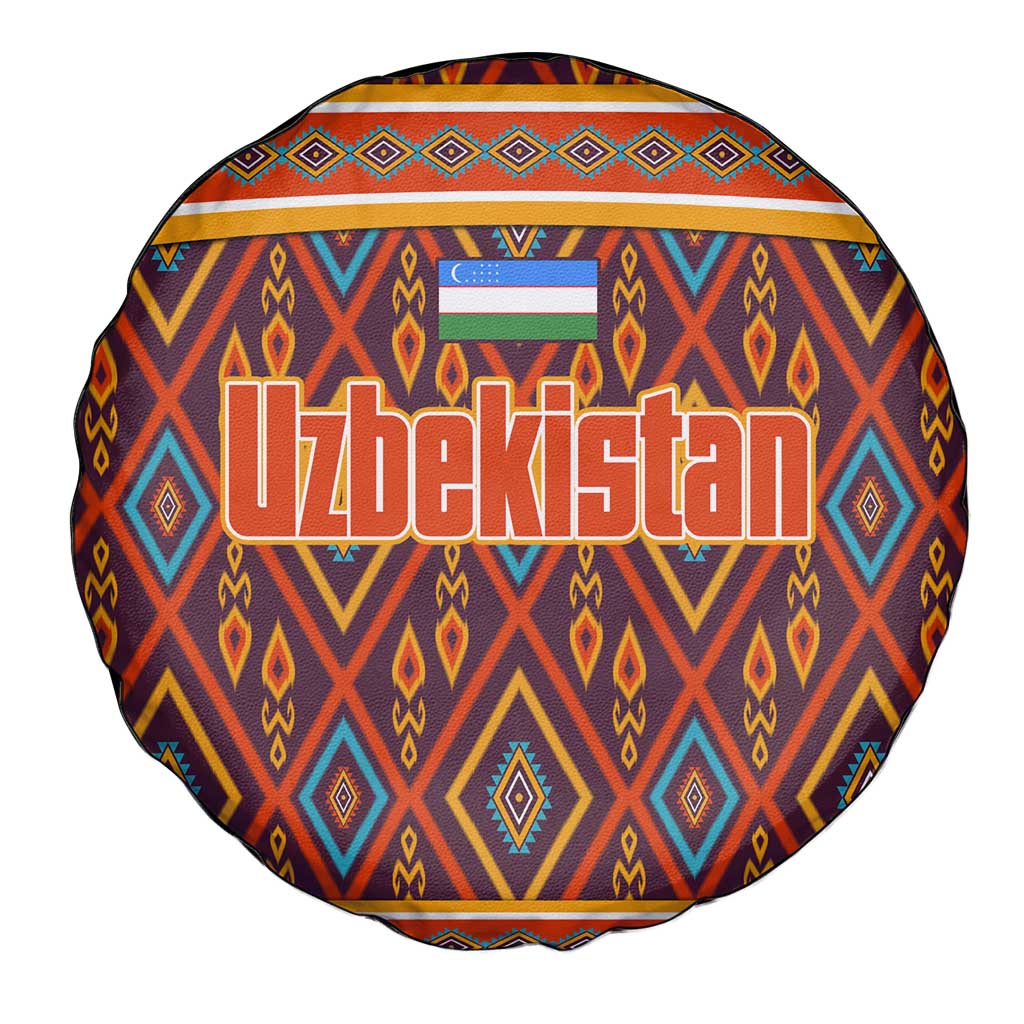 Uzbekistan Spare Tire Cover with Traditional Geometric Motif Design - Wonder Print Shop