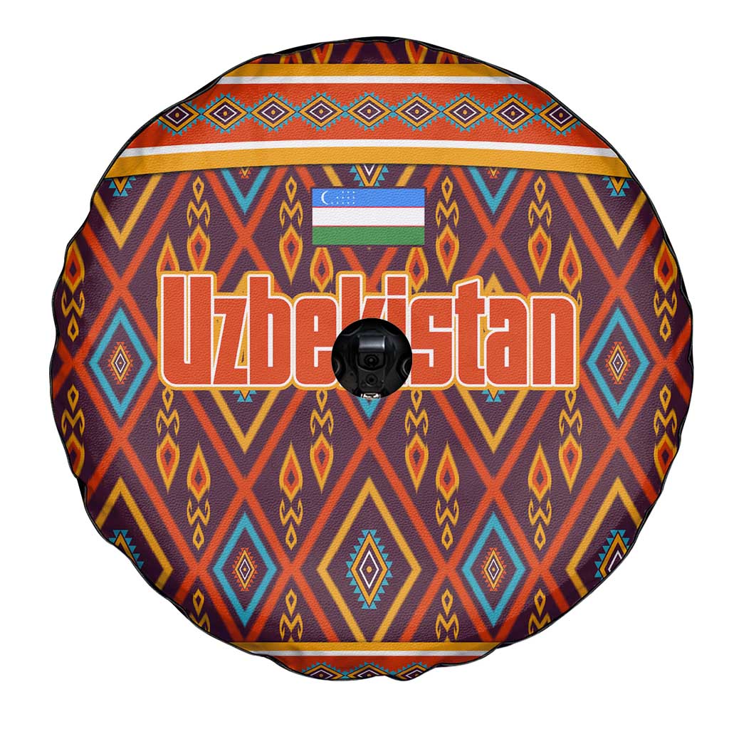 Uzbekistan Spare Tire Cover with Traditional Geometric Motif Design - Wonder Print Shop