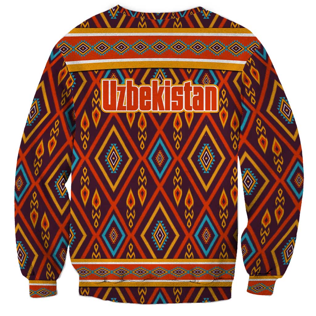 Uzbekistan Sweatshirt with Traditional Geometric Motif Design - Wonder Print Shop
