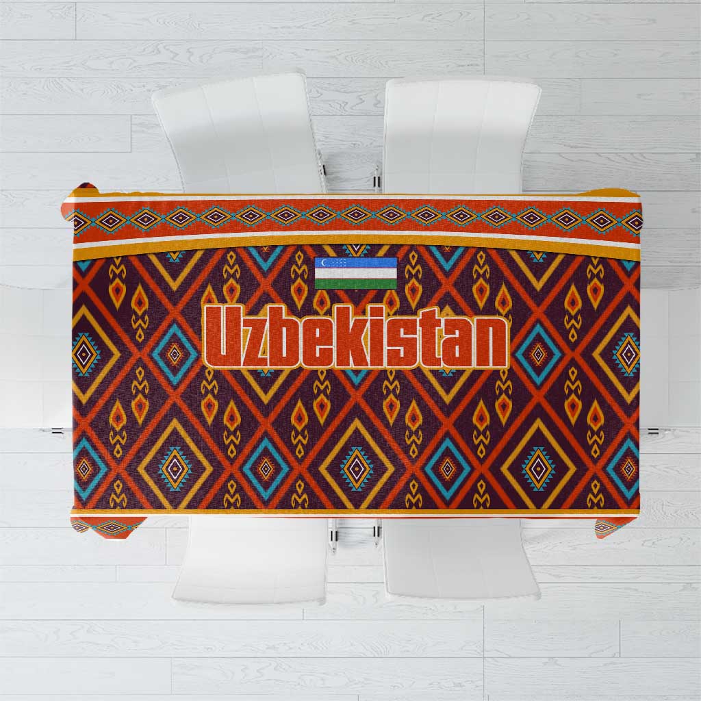 Uzbekistan Tablecloth with Traditional Geometric Motif Design - Wonder Print Shop