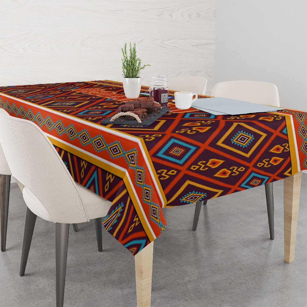 Uzbekistan Tablecloth with Traditional Geometric Motif Design - Wonder Print Shop