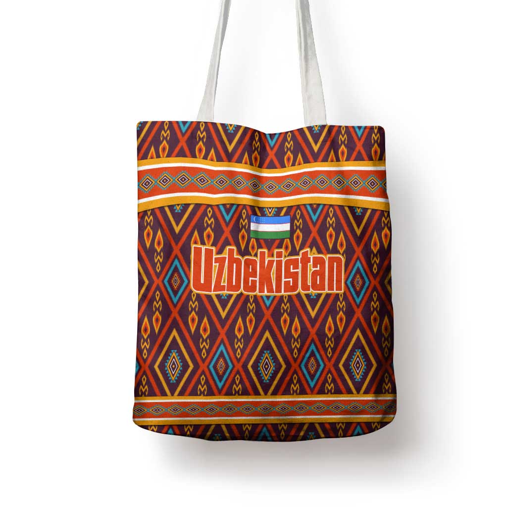 Uzbekistan Tote Bag with Traditional Geometric Motif Design - Wonder Print Shop
