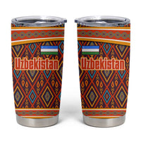 Uzbekistan Tumbler Cup with Traditional Geometric Motif Design - Wonder Print Shop