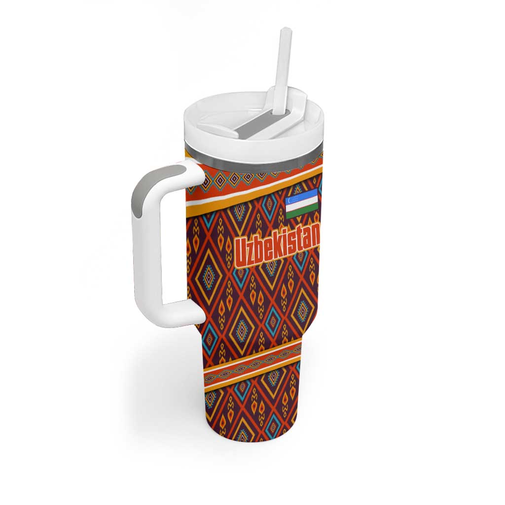 Uzbekistan Tumbler With Handle with Traditional Geometric Motif Design - Wonder Print Shop