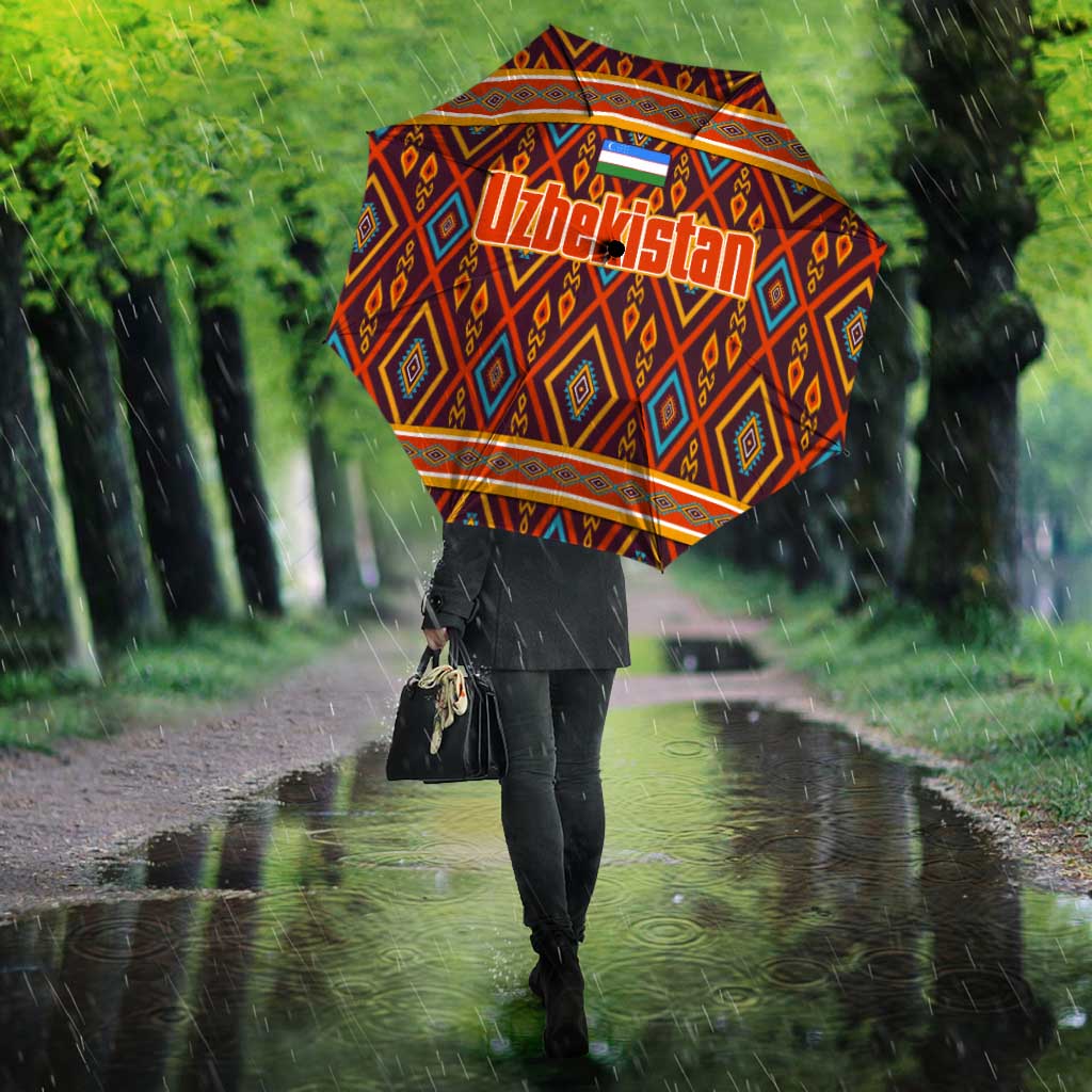 Uzbekistan Umbrella with Traditional Geometric Motif Design - Wonder Print Shop