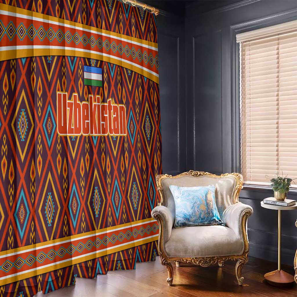 Uzbekistan Window Curtain with Traditional Geometric Motif Design - Wonder Print Shop