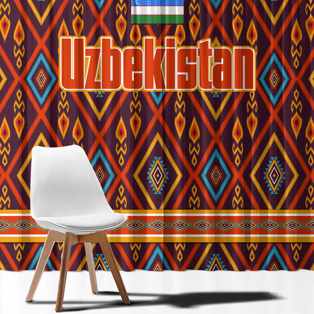 Uzbekistan Window Curtain with Traditional Geometric Motif Design - Wonder Print Shop
