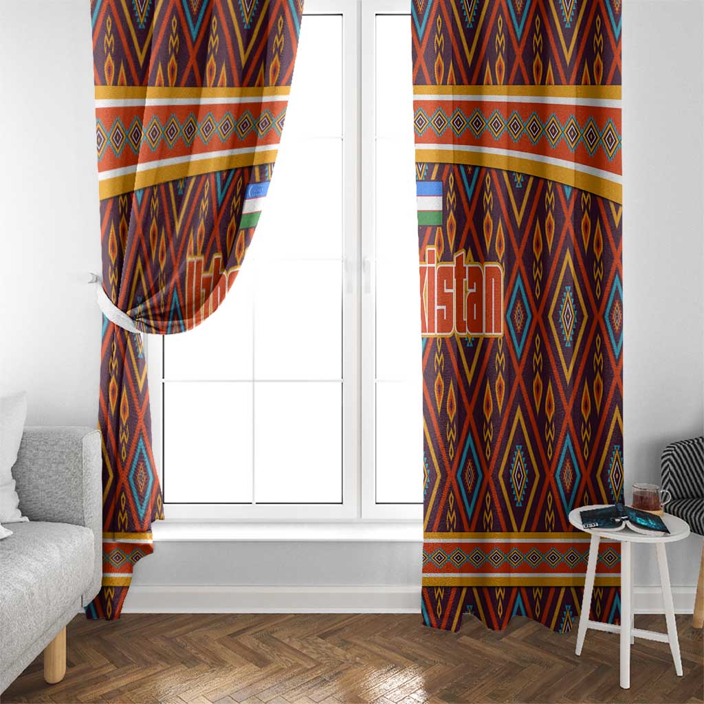 Uzbekistan Window Curtain with Traditional Geometric Motif Design - Wonder Print Shop