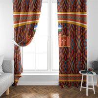 Uzbekistan Window Curtain with Traditional Geometric Motif Design - Wonder Print Shop