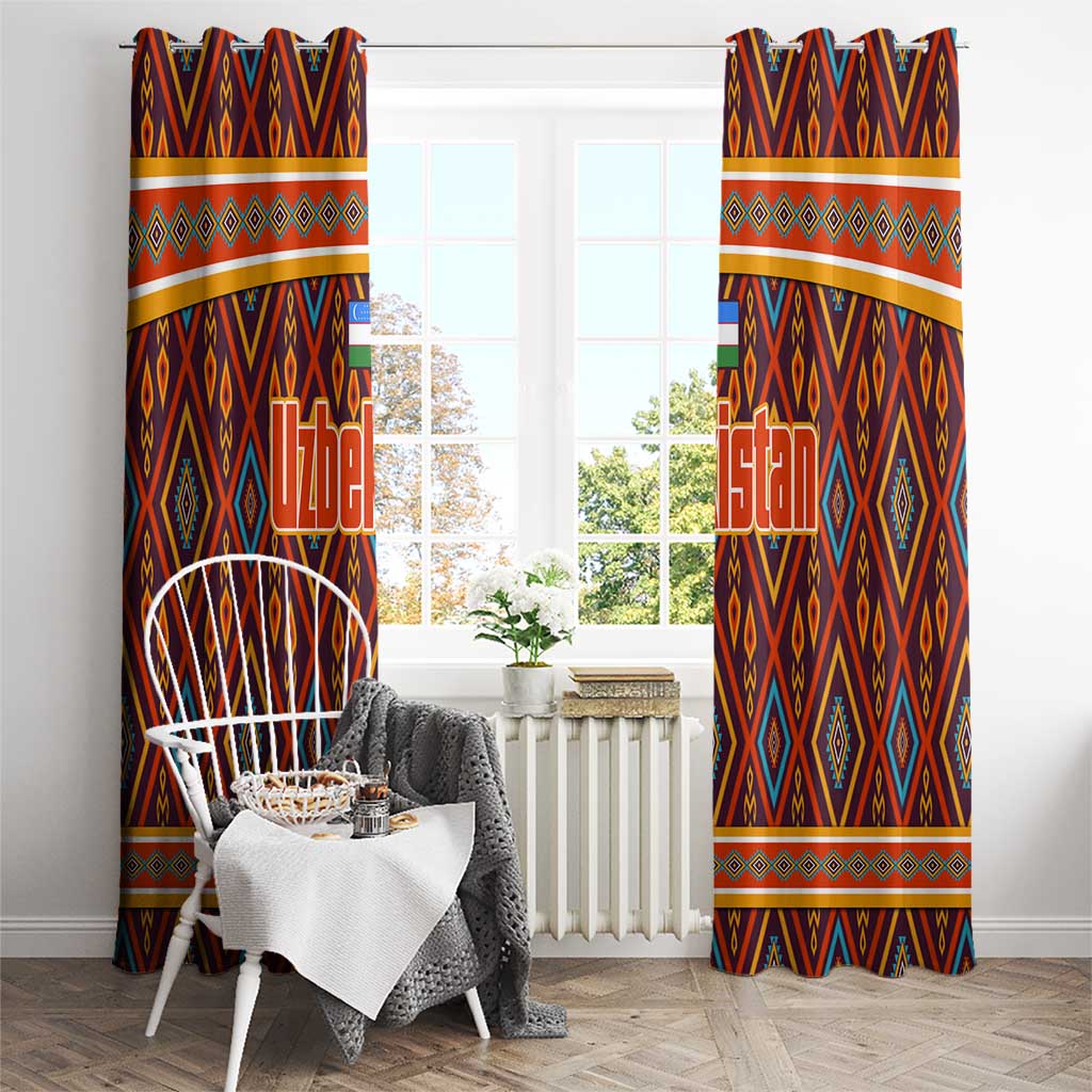 Uzbekistan Window Curtain with Traditional Geometric Motif Design - Wonder Print Shop