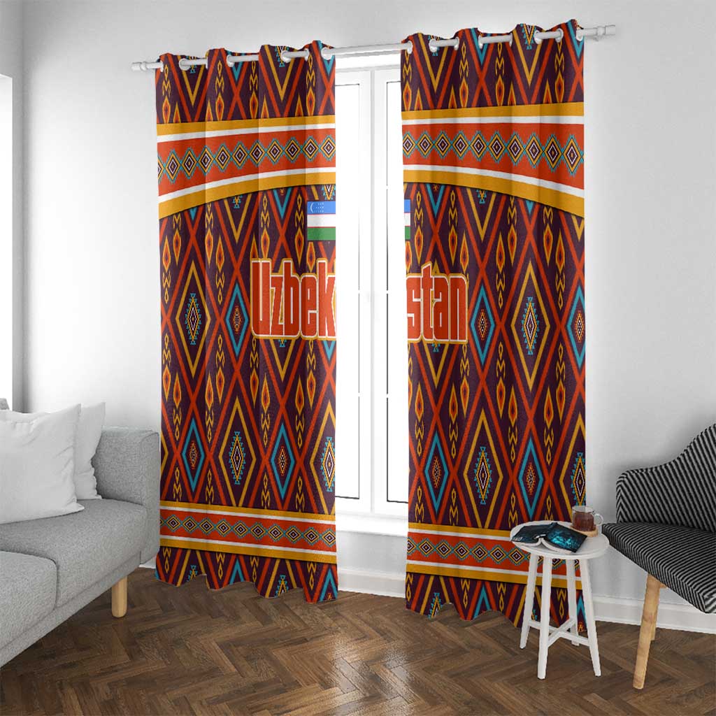 Uzbekistan Window Curtain with Traditional Geometric Motif Design - Wonder Print Shop