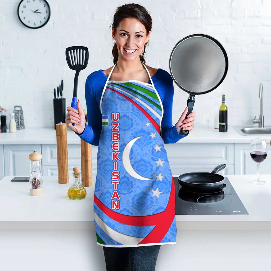 Uzbekistan Apron with Crescent Star and Ornamental Swirl Design - Wonder Print Shop