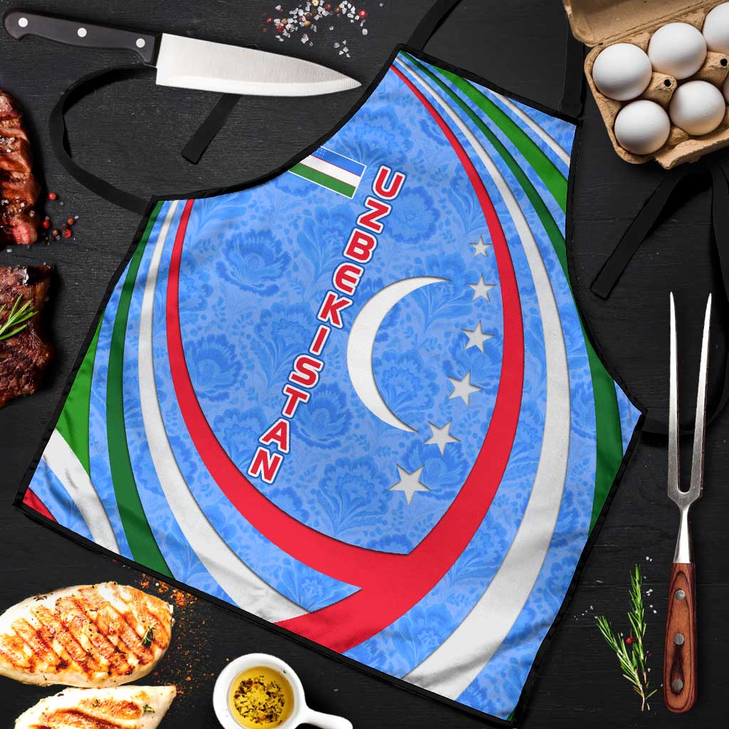 Uzbekistan Apron with Crescent Star and Ornamental Swirl Design - Wonder Print Shop