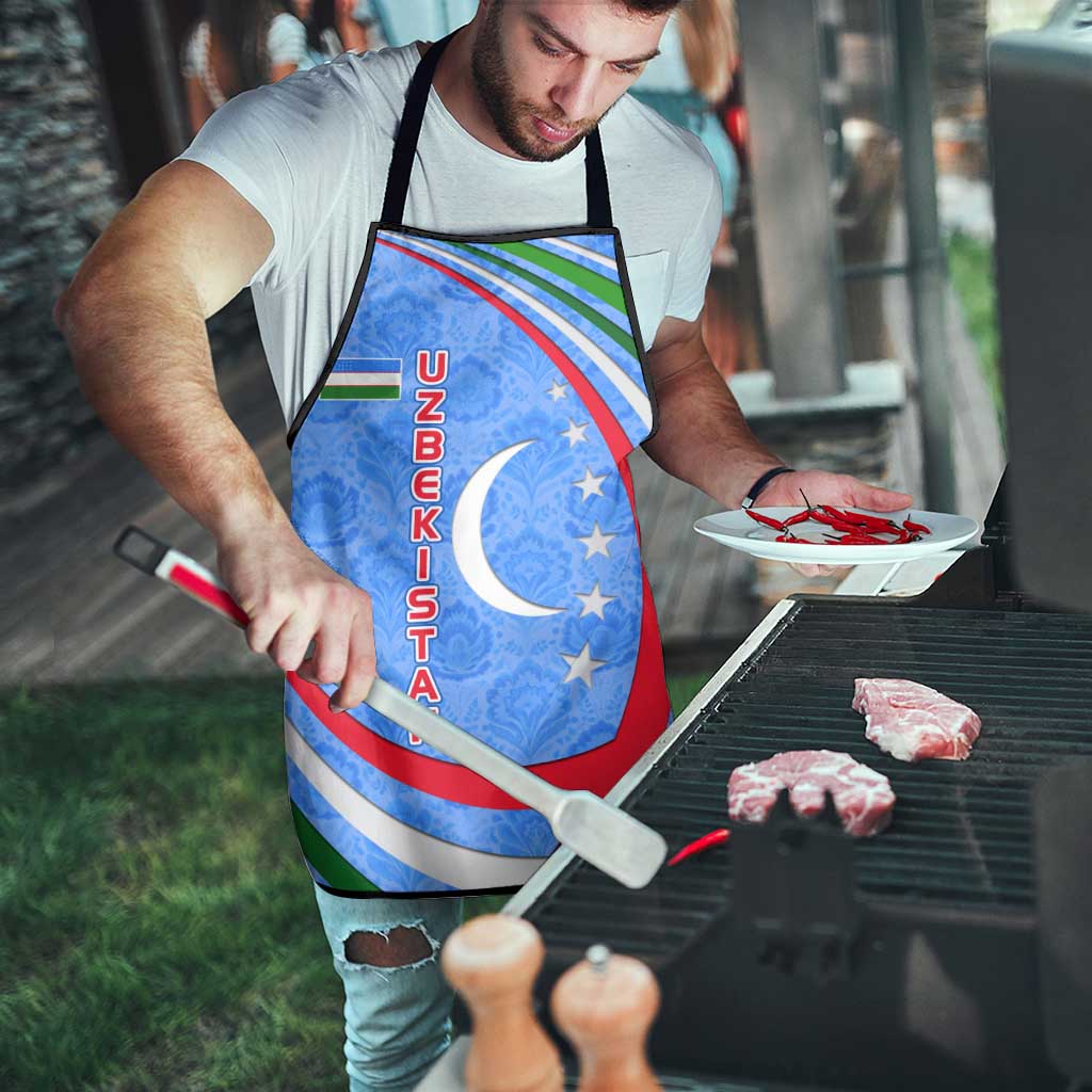 Uzbekistan Apron with Crescent Star and Ornamental Swirl Design - Wonder Print Shop
