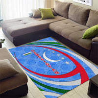 Uzbekistan Area Rug with Crescent Star and Ornamental Swirl Design - Wonder Print Shop